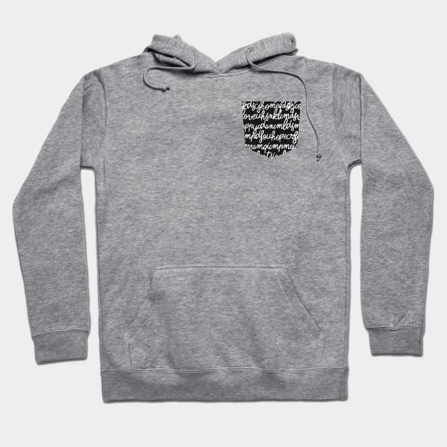 Pocket - Handwritten Thoughts Words Black Hoodie by ninoladesign